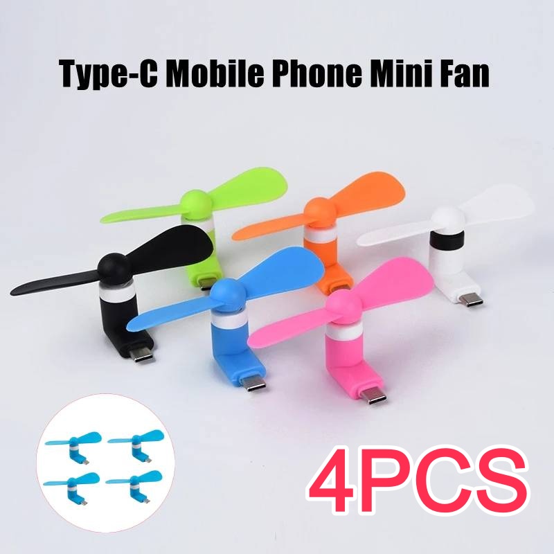 Micro Usb Cable - 4/2/1 stuks Type-C Mini Draagbare Microventilator