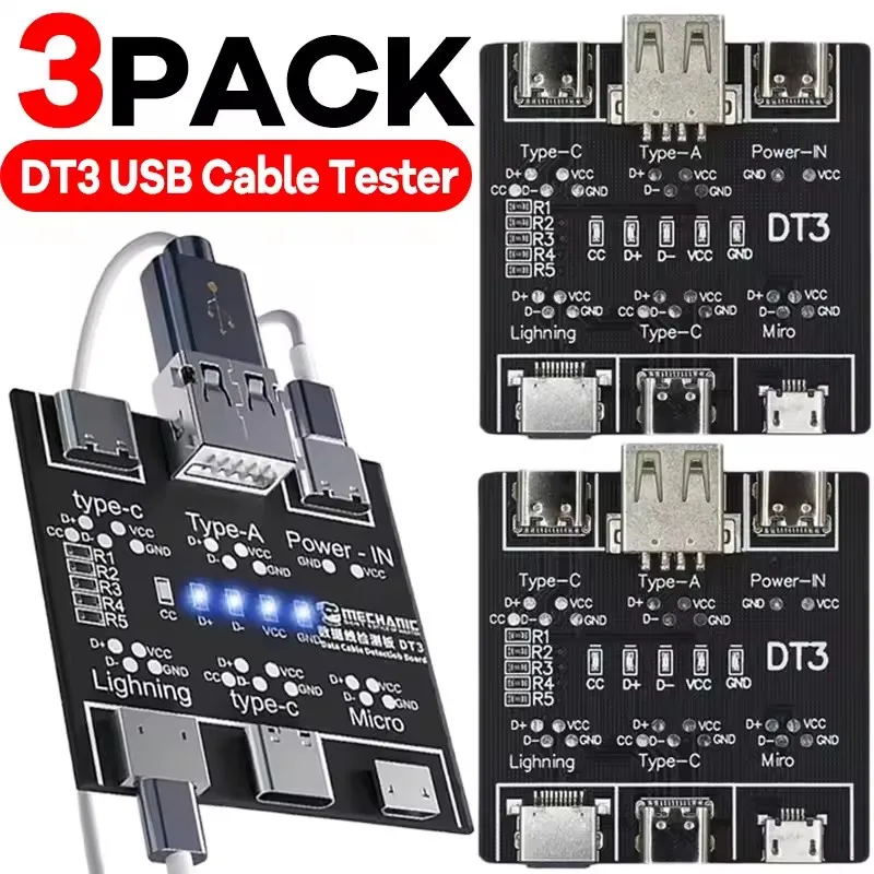 Micro Usb Cable - 1-3 stuks DT3 USB-tester, datakabeltestbord voor