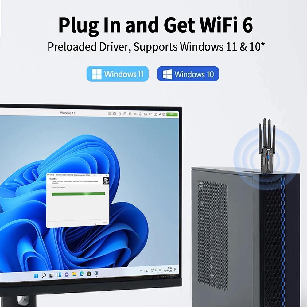 WiFi 6 USB-adapter 1800 Mbps D - Antenna 2.4Ghz recensie en prijs